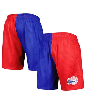 Mitchell & Ness Men's Royal/Red La Clippers Hardwood Classics 2000 Split Swingman Shorts