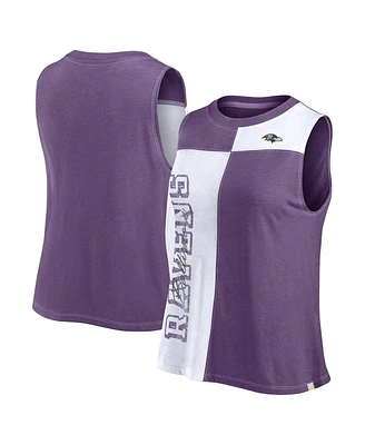 Fanatics Women's Purple/White Baltimore Ravens Script Color Block Tank Top