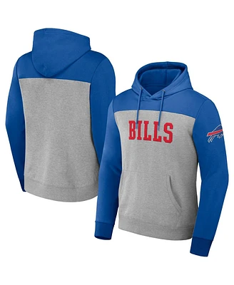 Fanatics Men's Heather Gray Buffalo Bills Color Blocked Pullover Hoodie