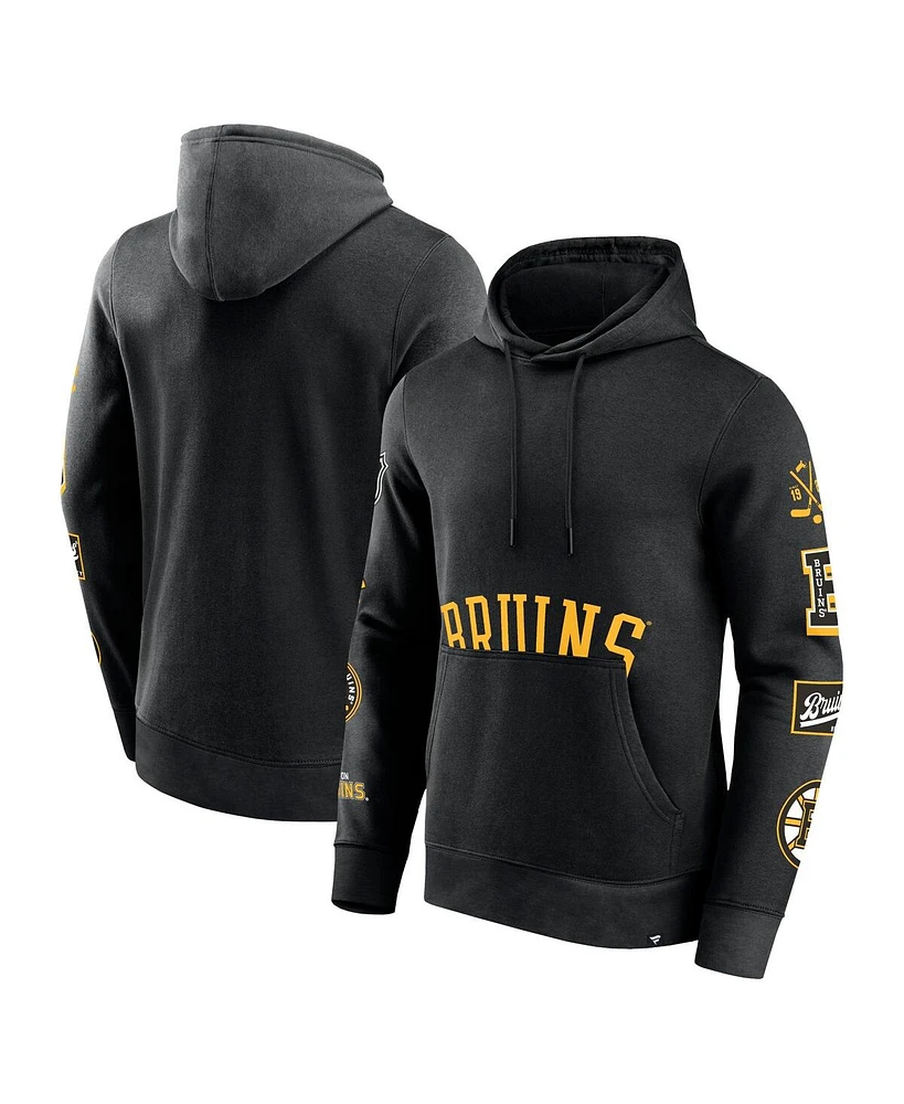 Fanatics Men's Black Boston Bruins Wild Winner Fleece Pullover Hoodie