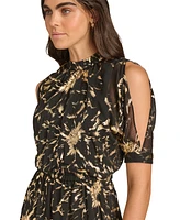 Calvin Klein Women's Printed Cold-Shoulder A-Line Dress