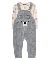 Baby Essentials Boy Bear Overall and Long Sleeve T-shirt, 2-Piece Set