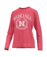 Pressbox Women's Scarlet Nebraska Huskers Chandler Olive Leaf Arch Long Sleeve T-Shirt