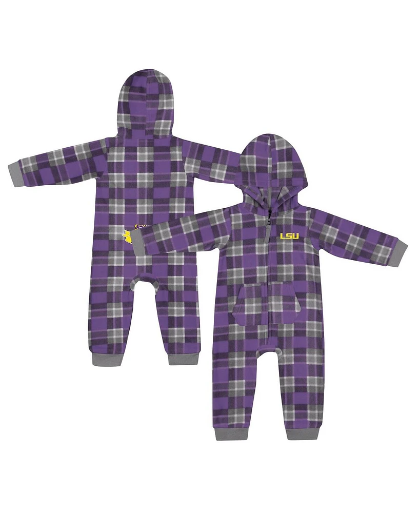 Colosseum Infant Purple Lsu Tigers Full-Zip Plaid Hoodie Long Sleeve Jumper