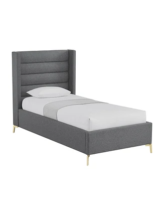 Inspired Home Kavion Linen Platform Bed Full Size