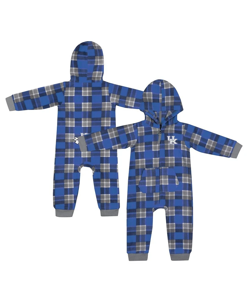 Colosseum Infant Royal Kentucky Wildcats Full-Zip Plaid Hoodie Long Sleeve Jumper