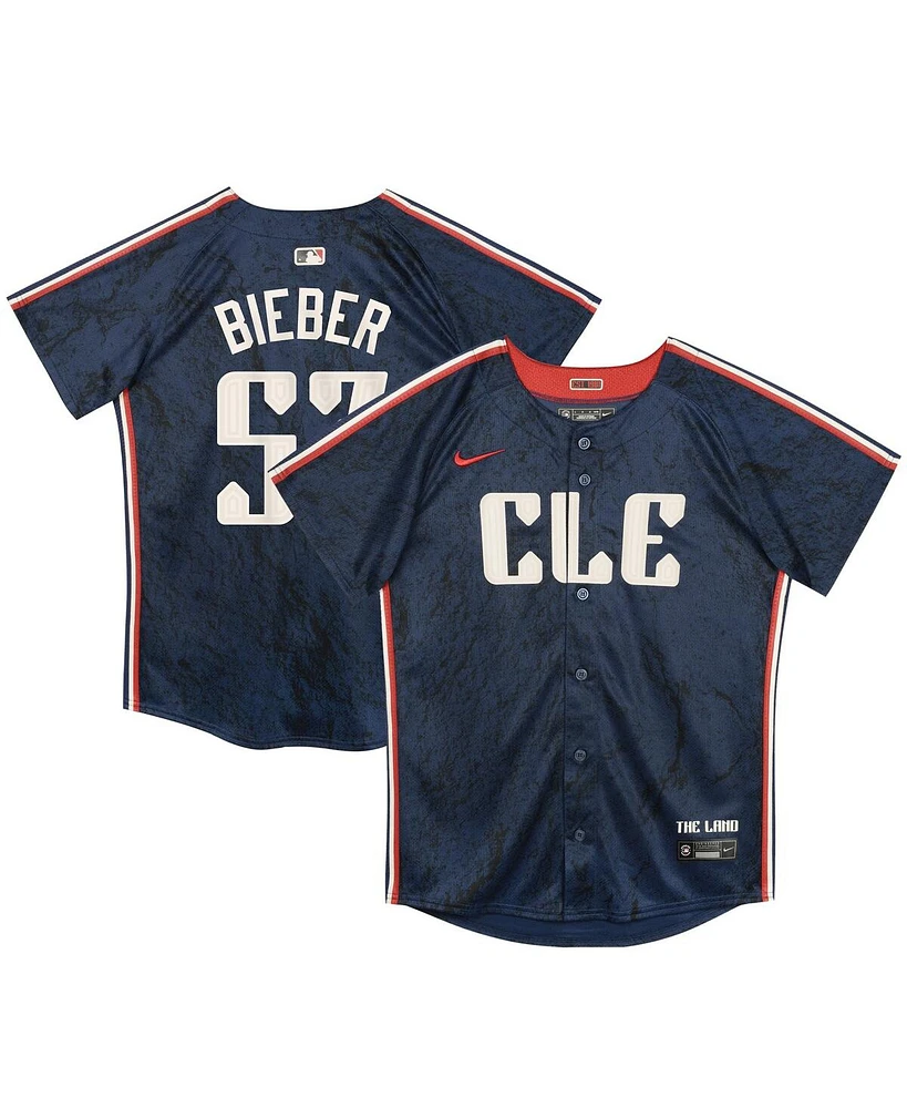 Nike Little Boys and Girls Shane Bieber Navy Cleveland Guardians 2024 City Connect Limited Jersey