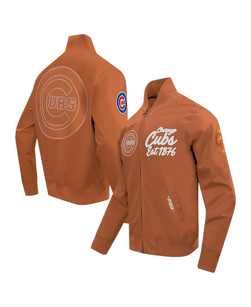 Pro Standard Men's Brown Chicago Cubs Paint The City Twill Full-Zip Jacket