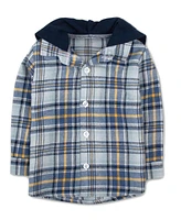 Baby Essentials Boy Flannel Plaid Hoodie, Long Sleeve Top & Pant, 3-Piece Set