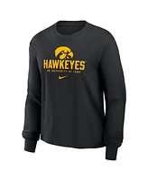 Nike Women's Black Iowa Hawkeyes Primetime University Boxy Long Sleeve T-Shirt