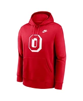 Nike Men's Scarlet Ohio State Buckeyes Legacy Logo Club Fleece Pullover Hoodie