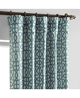 Half Price Drapes Metro Teal Blue Geometric Faux Silk Jacquard Room Darkening Curtain