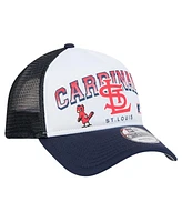 New Era Men's White St. Louis Cardinals Retro Wordmark 9FORTY A-Frame Trucker Adjustable Hat