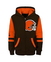 Outerstuff Little Boys and Girls Brown Cleveland Browns Stadium Color Block Full-Zip Hoodie