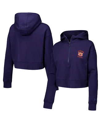 Under Armour Women's Navy Auburn Tigers Inline Modest Cropped Half-Zip Hoodie