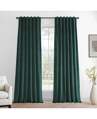Half Price Drapes Deep Green Simply Velvet Room Darkening Curtain Pair (2 Panels)