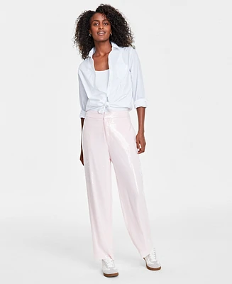 On 34th Women's Sequined High Rise Straight-Leg Pants, Created for Macy's