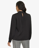 Calvin Klein Women's Long-Sleeve Mock-Neck Blouse