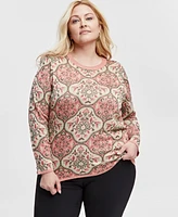 Jm Collection Plus Scoop-Neck Metallic Sweater, Exclusively at Macy's