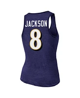 Majestic Women's Lamar Jackson Purple Baltimore Ravens Name Number Tri-Blend Tank Top