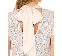 CeCe Women's Sequined Bow-Back Top