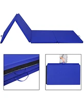 Skonyon 4 Feet x 10 Feet Thick Folding Panel Gymnastics Mat-Blue