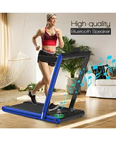 Skonyon 2-in-1 Folding Treadmill with Dual Led Display-Navy