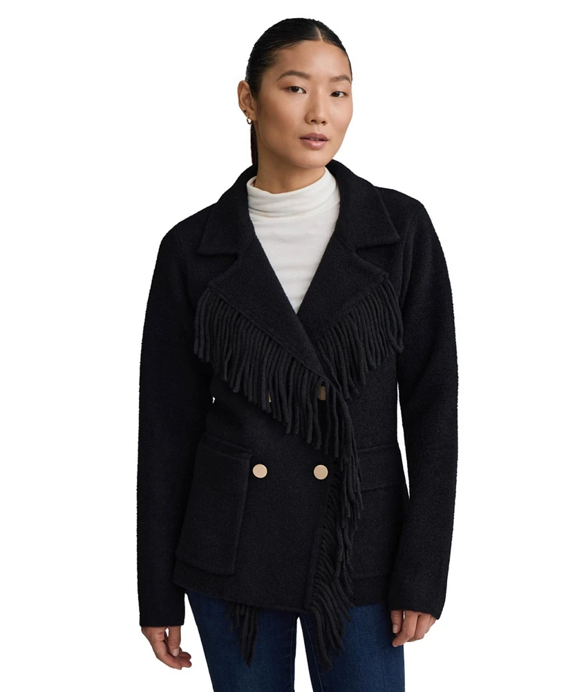 Nvlt Women's Mink Eyelash Short Fringe Coatigan
