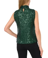 CeCe Women's Sequined Mock-Neck Top