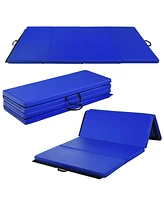 Skonyon Gymnastics Pu Mat Thick Folding Panel Gym Fitness Exercise-Navy