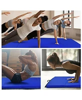 Skonyon Gymnastics Pu Mat Thick Folding Panel Gym Fitness Exercise-Navy