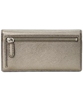 Women's Crosshatch Leather Slim Snapped-Closure Wallet