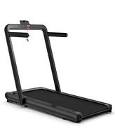 Skonyon 4.75HP 2 In 1 Folding Treadmill with Remote App Control-Black