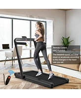 Skonyon 4.75HP 2 In 1 Folding Treadmill with Remote App Control-Black