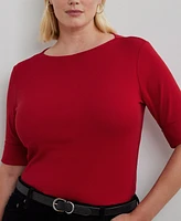 Lauren Ralph Plus Elbow-Sleeve Top