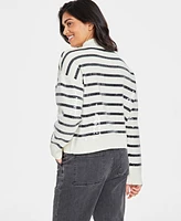 On 34th Women's Sequined Striped Mock-Neck Sweater, Created for Macy's