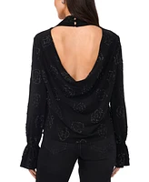 1.state Women's Beaded Draped Mock Neck Blouse