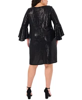 Msk Plus Sequined Bell-Sleeve Cocktail Dress