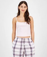 Self Esteem Juniors Graphic Sweatshirt Camisole Flannel Plaid Pants