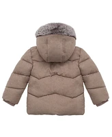 Rokka&Rolla Baby Boys Sherpa Lined Puffer Jacket Warm Winter Coat with Hood for Newborn