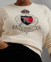 Lauren Ralph Plus Intarsia-Knit Crest Sweater