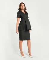 Marion Maternity Knee Length Pencil Skirt with Stretch Bump Panel Italian Suiting Fabric