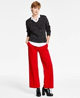 Liverpool Los Angeles Womens Layered Look Collared Sweater Kelsey Wide Leg Pants