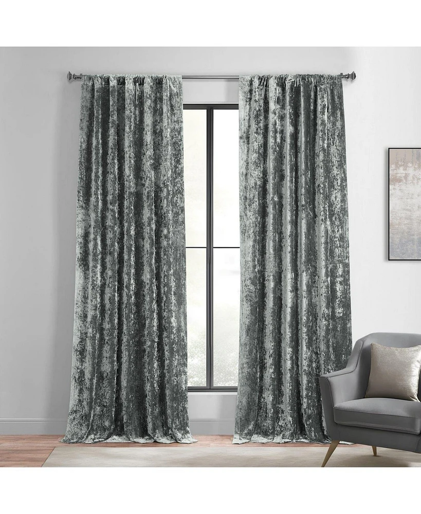 Half Price Drapes Stone Grey Lush Crush Velvet Room Darkening Curtain