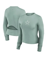 Fanatics Women's Green Dallas Cowboys Studio Fitted Long Sleeve Gym Top