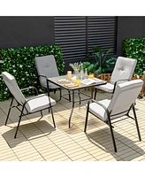 Sugift 5 Pieces Outdoor Dining Set with 4 Stackable Chair and High-Back Cushions