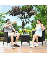 Sugift 3 Pieces Ergonomic Wicker Patio Conversation Set