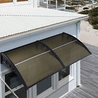 Yescom 2Pcs 39"X29" Window Awning Door Canopy Polycarbonate Anti-UV30+ Cover Outdoor Rain Snow Protection Patio Brown