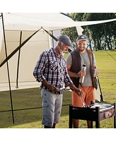 Sugift 10 x 10 Feet Screened Canopy Tent w/ Vestibule and Zippered Door-Beige