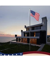 Yescom Bravery 20ft Led Solar Light Sectional Flag Pole Kit Aluminum Outside Inground with 3'x5' Usa Flag Ball Top Black